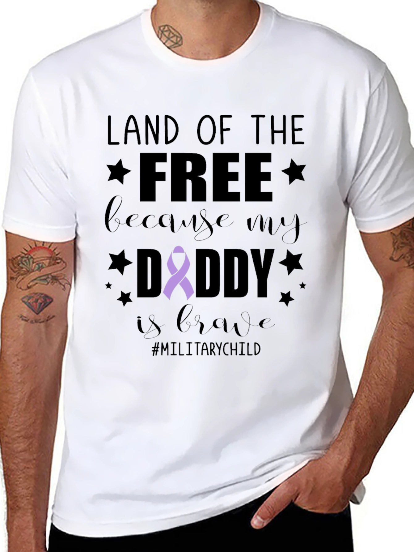 Land of the Free Daddy Military Child T-Shirt