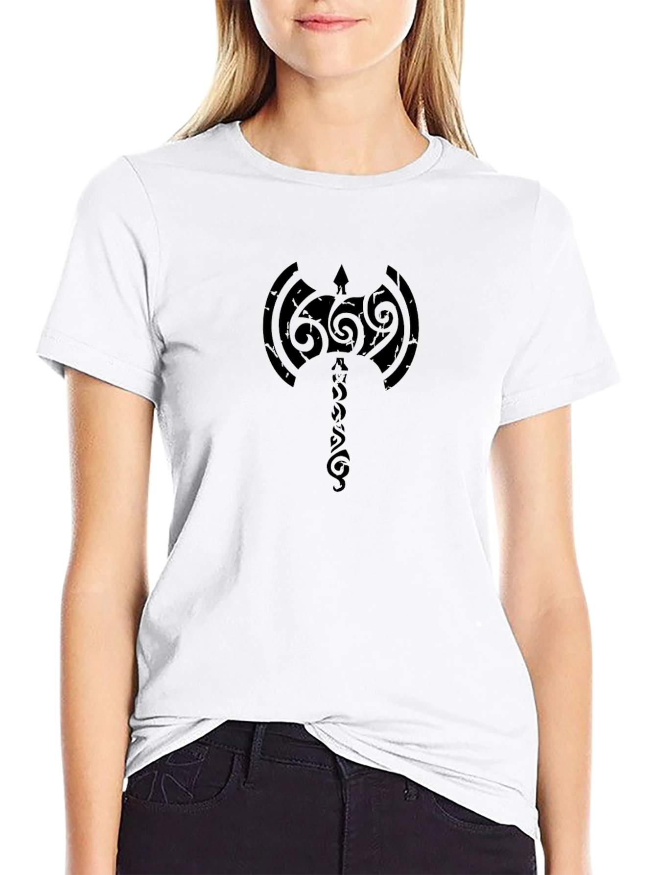 Tribal Axe Graphic T-Shirt - Black