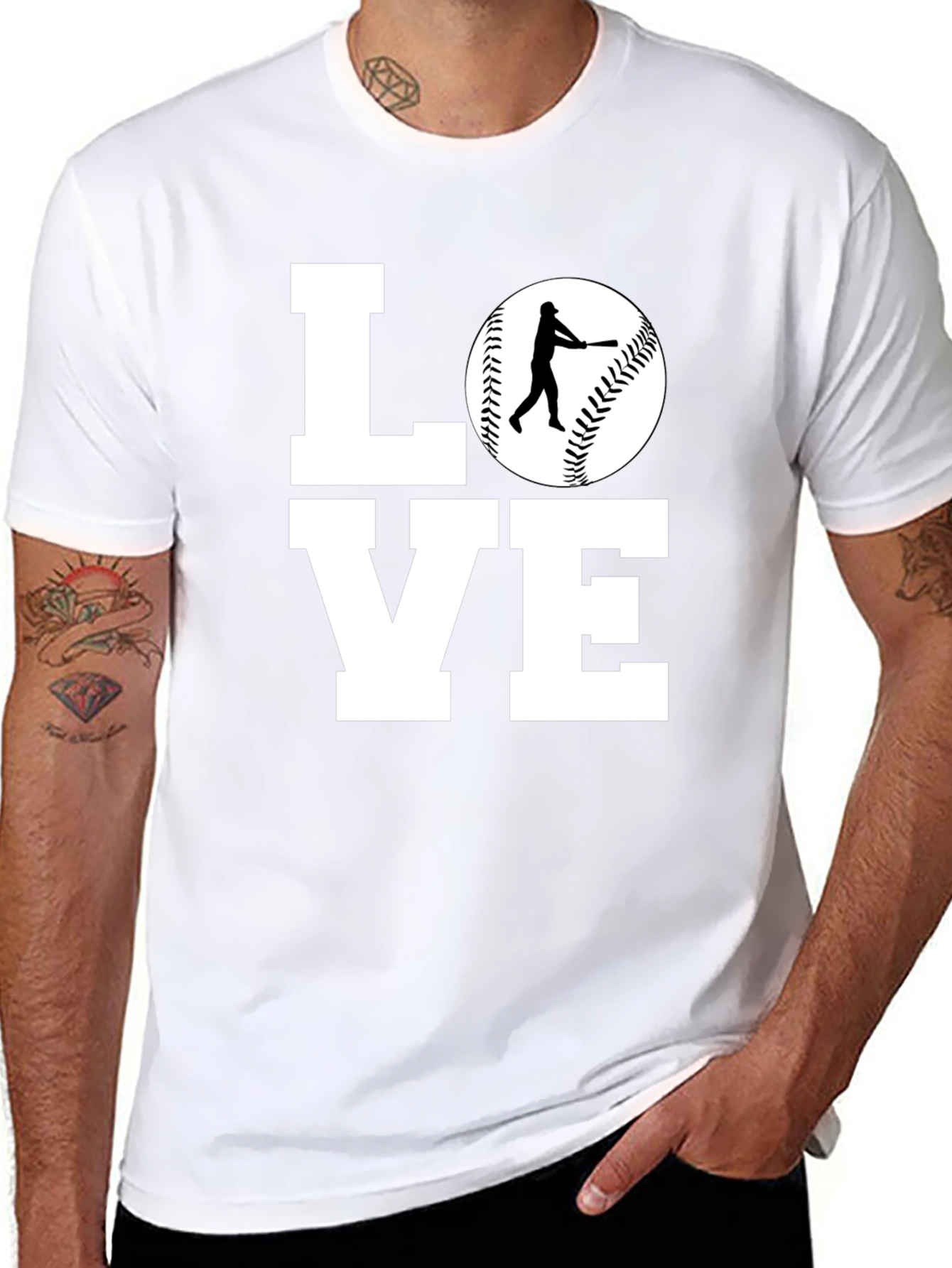 Baseball LOVE Graphic Tee - Black Cotton Shirt