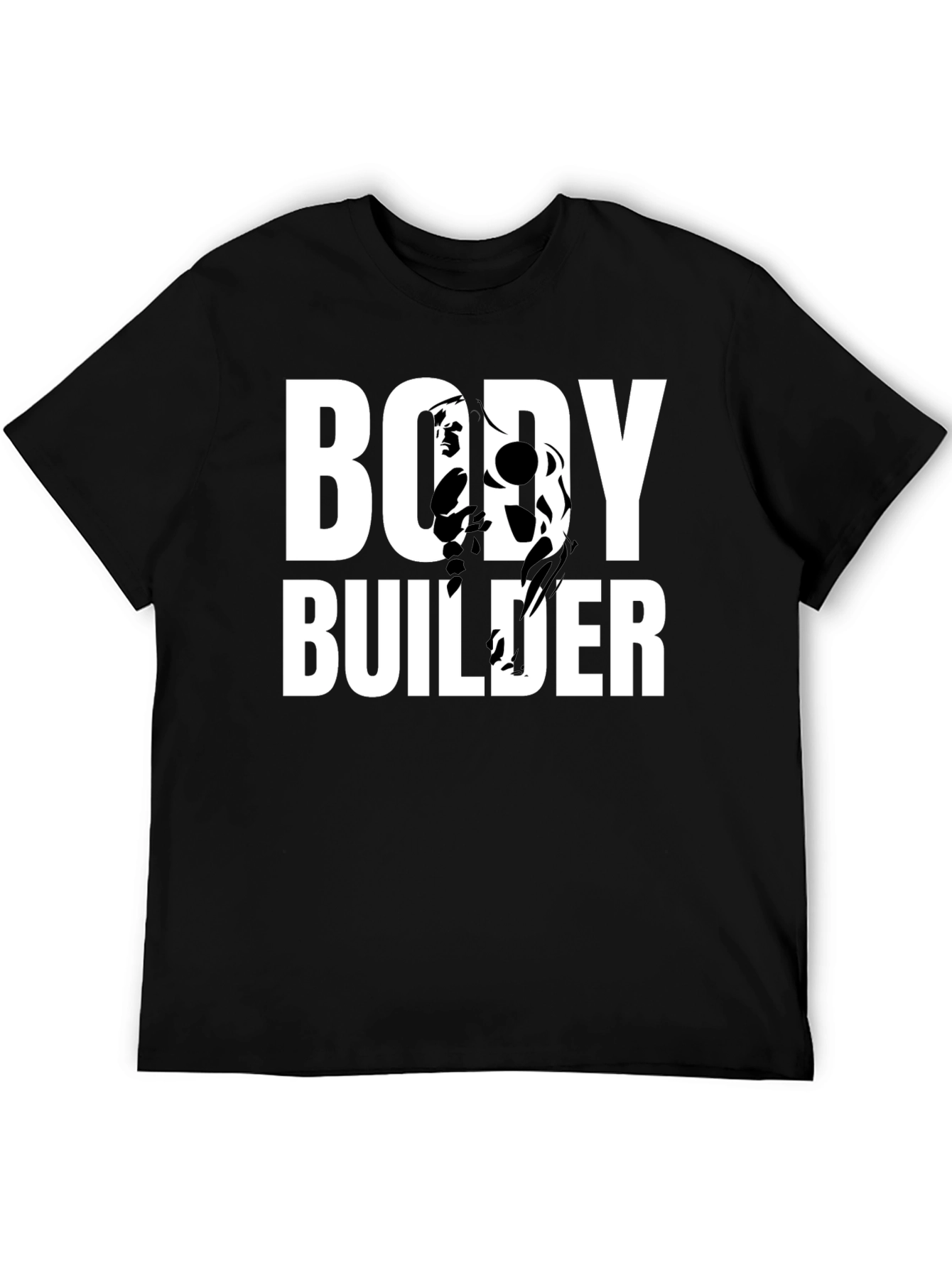 Bodybuilder Graphic Print Black T-Shirt
