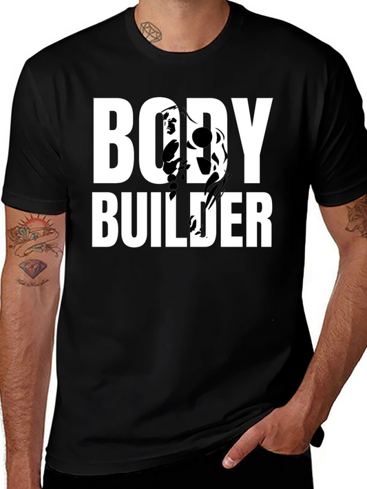 Bodybuilder Graphic Print Black T-Shirt