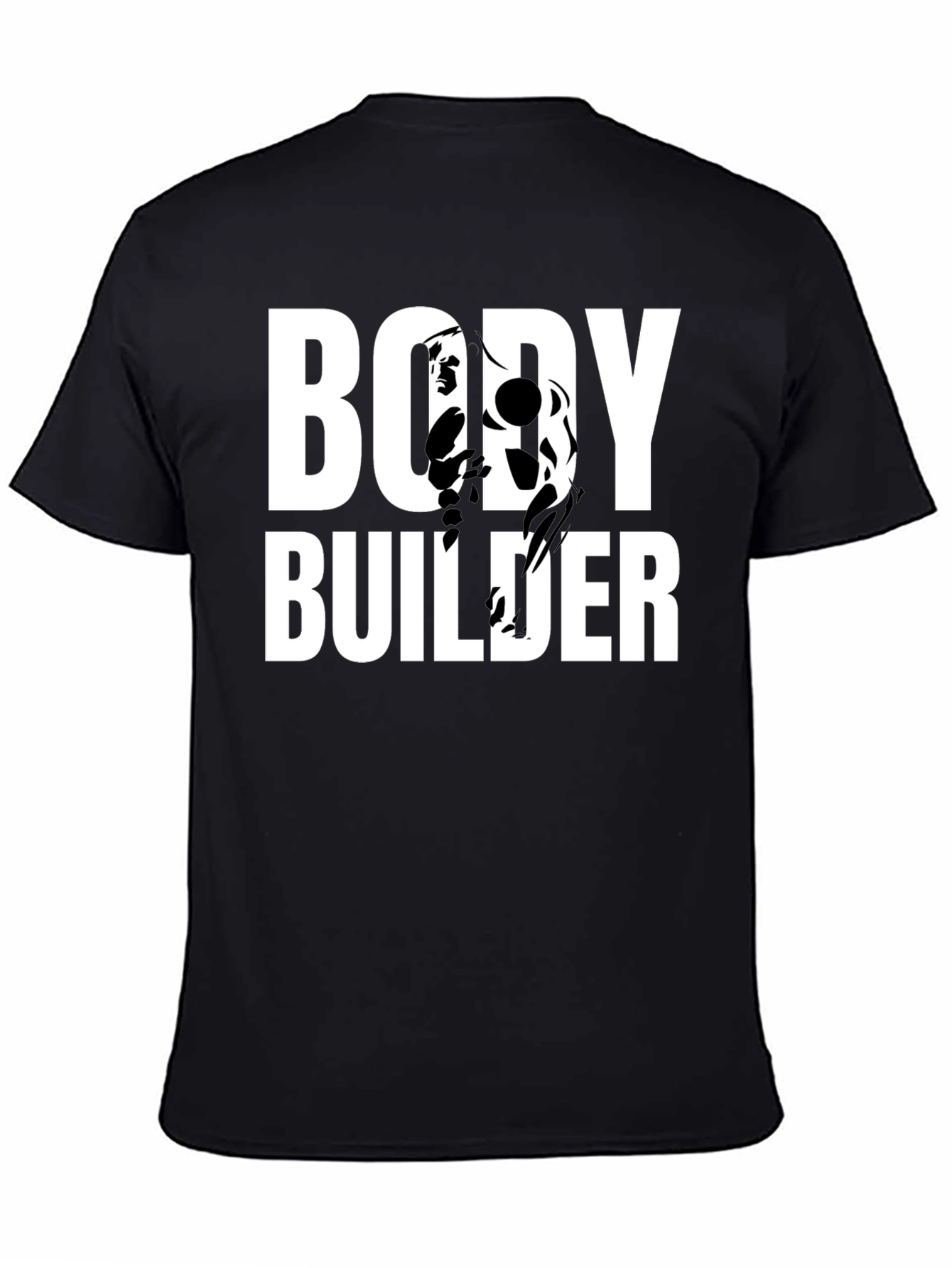 Bodybuilder Graphic Print Black T-Shirt