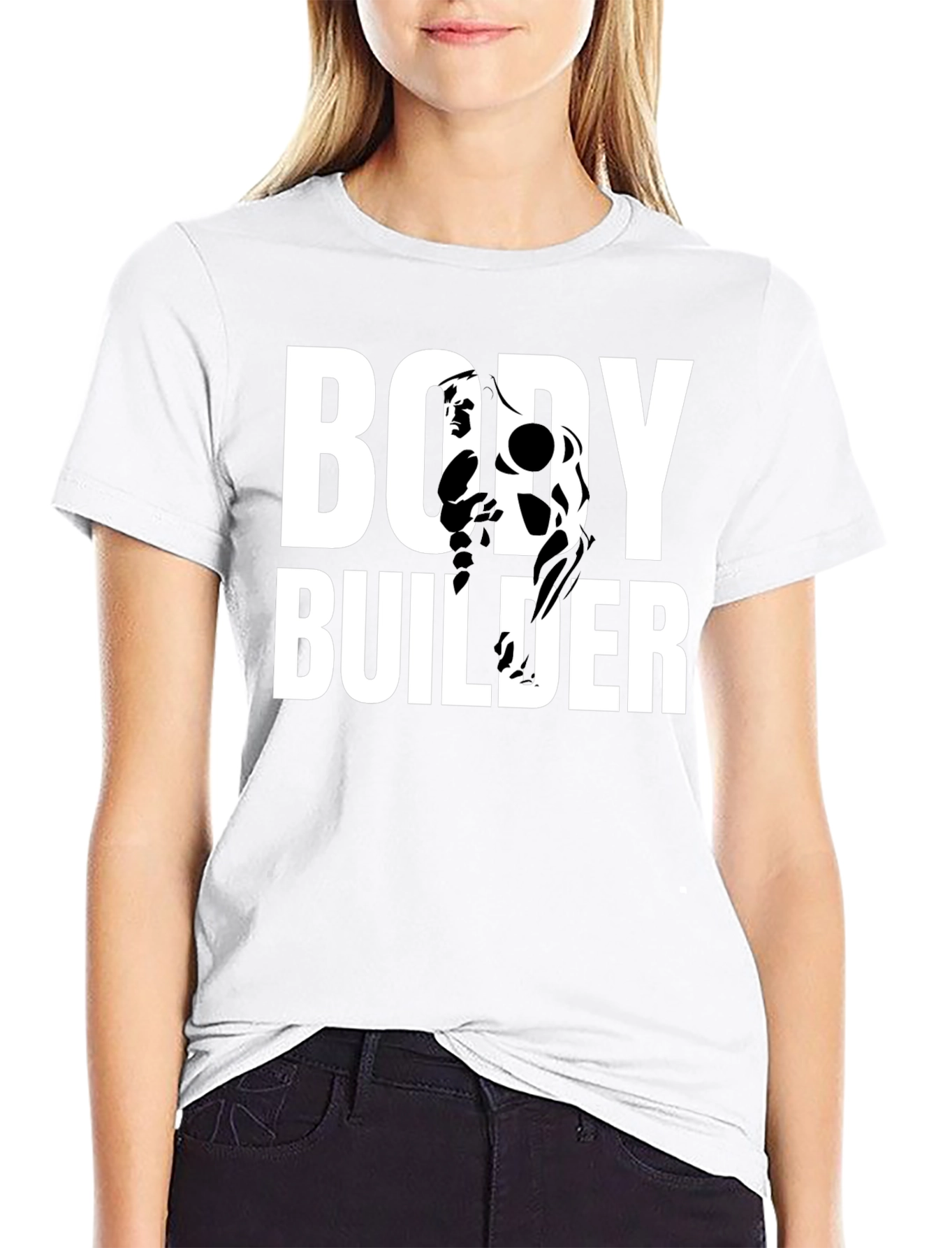 Bodybuilder Graphic Print Black T-Shirt