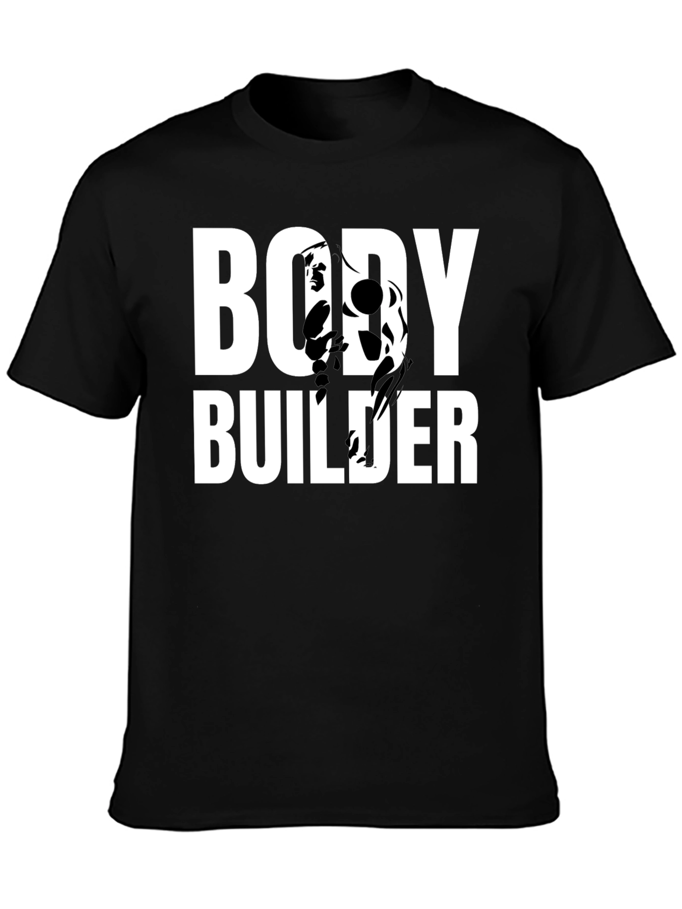 Bodybuilder Graphic Print Black T-Shirt