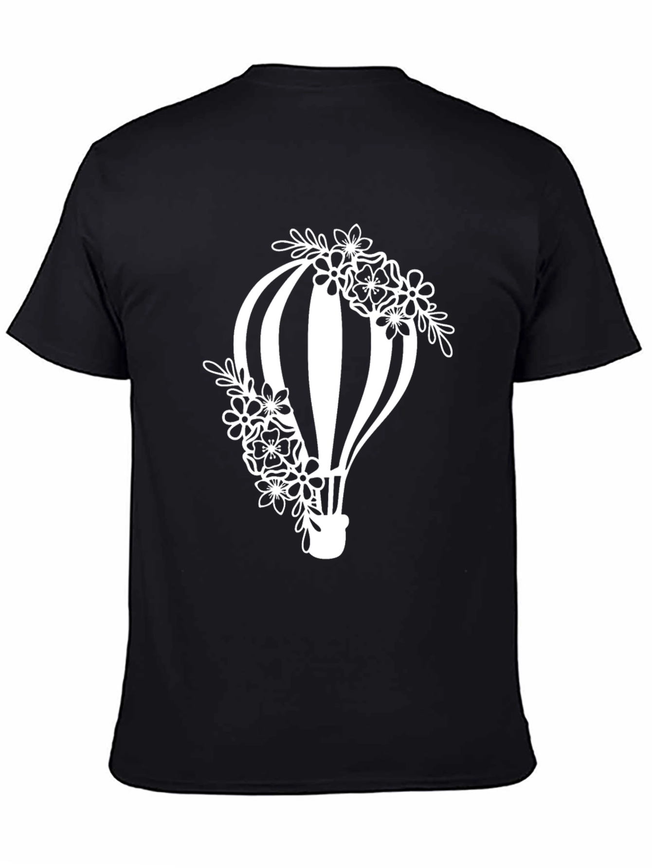 Floral Hot Air Balloon Graphic Tee - Black