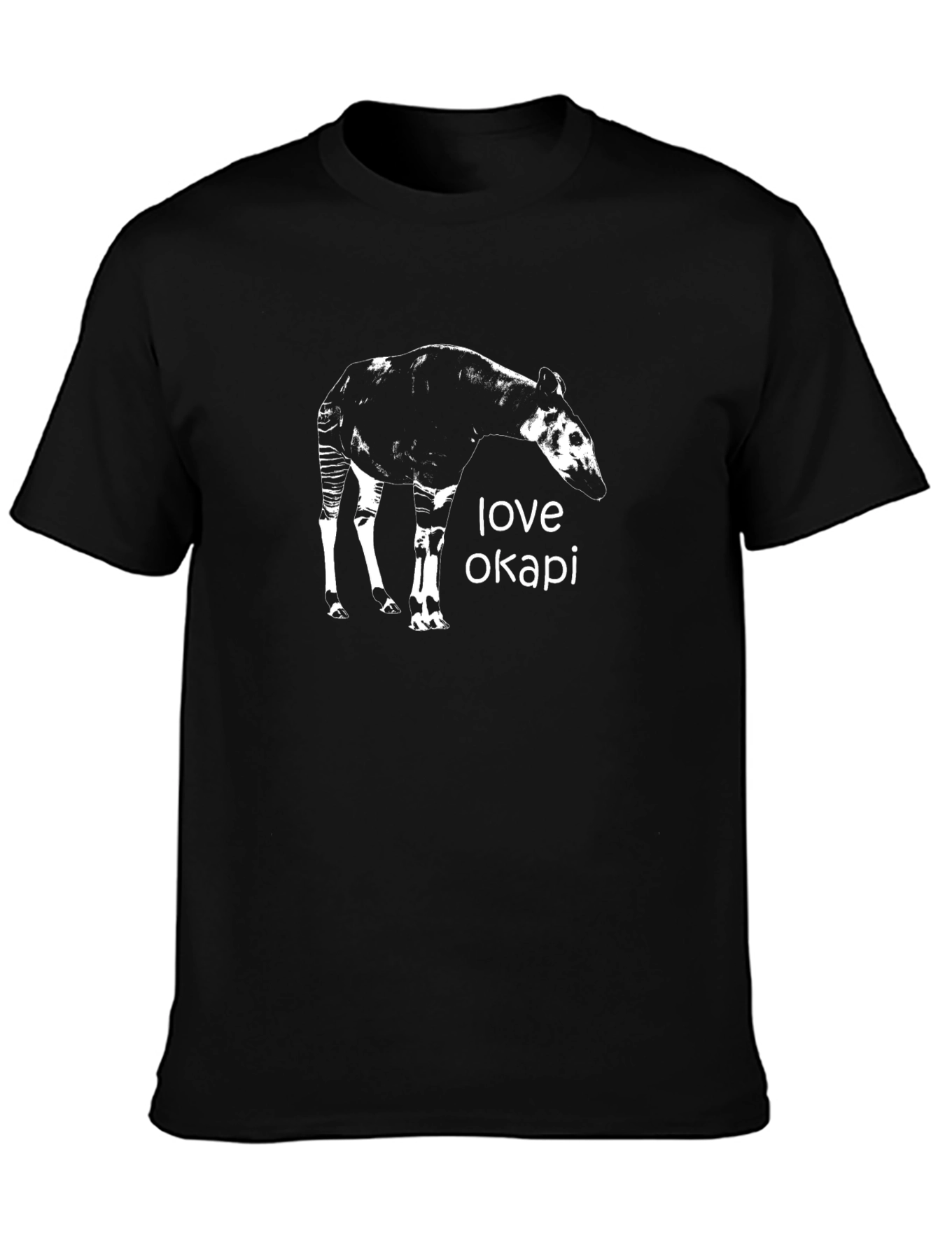 Love Okapi Graphic Tee - Black Cotton T-Shirt