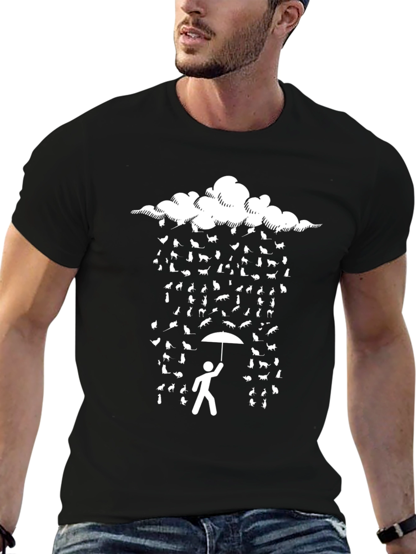 Cats Rain T-Shirt Funny Graphic Tee