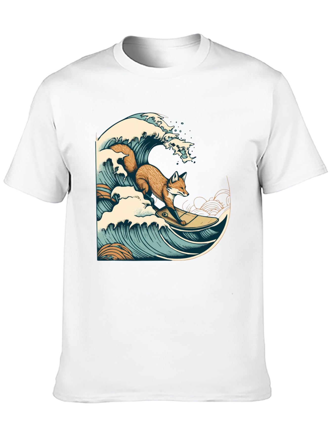 Surfing Fox Graphic Tee - Cool Wave Design