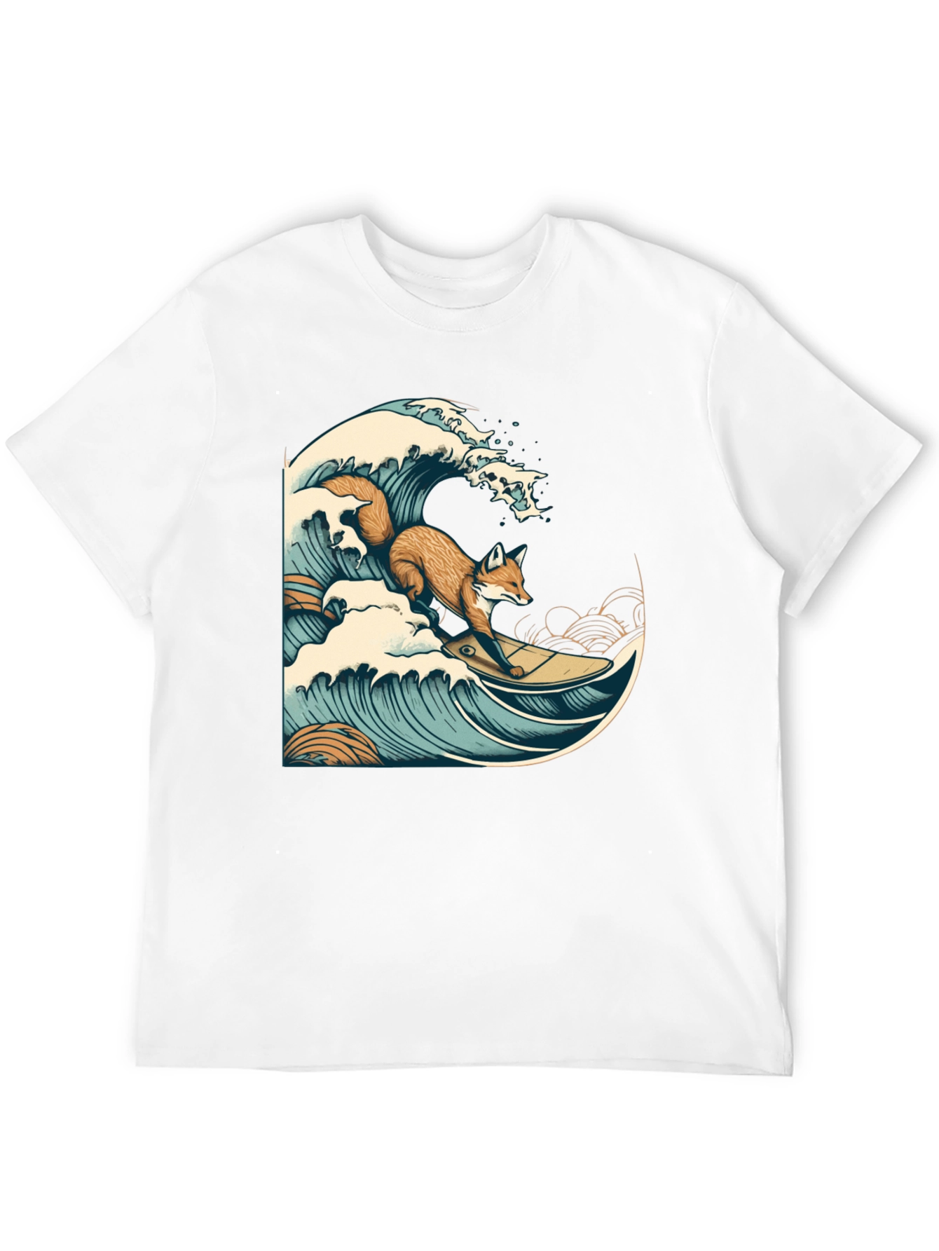 Surfing Fox Graphic Tee - Cool Wave Design