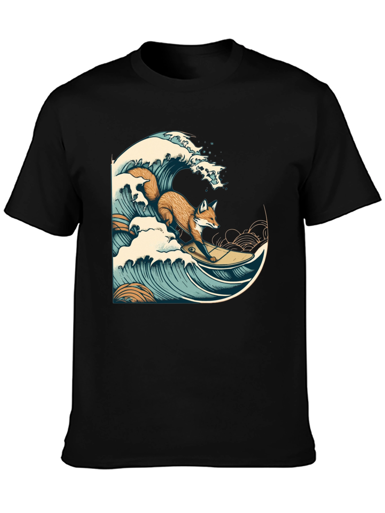 Surfing Fox Graphic Tee - Cool Wave Design