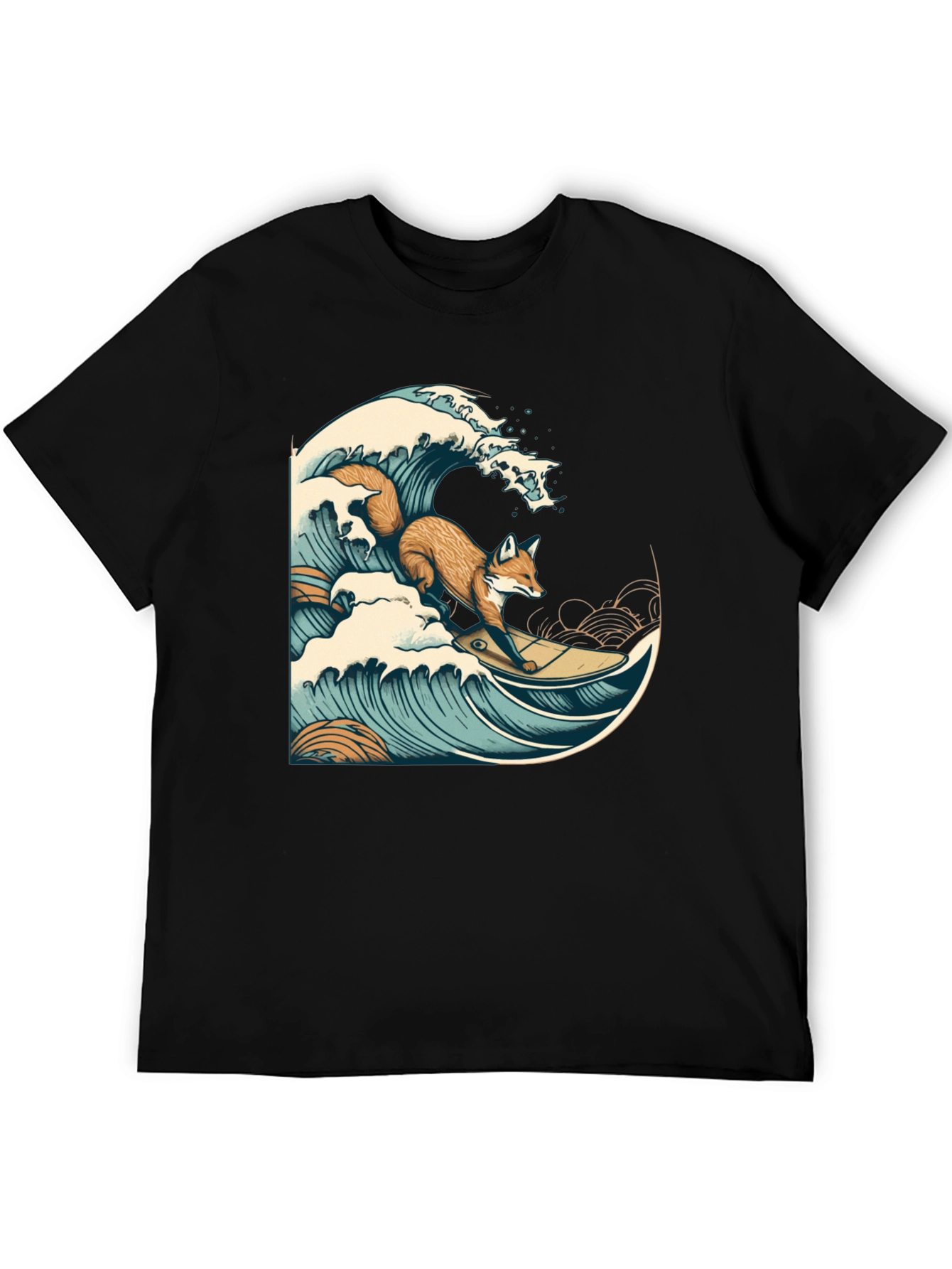 Surfing Fox Graphic Tee - Cool Wave Design