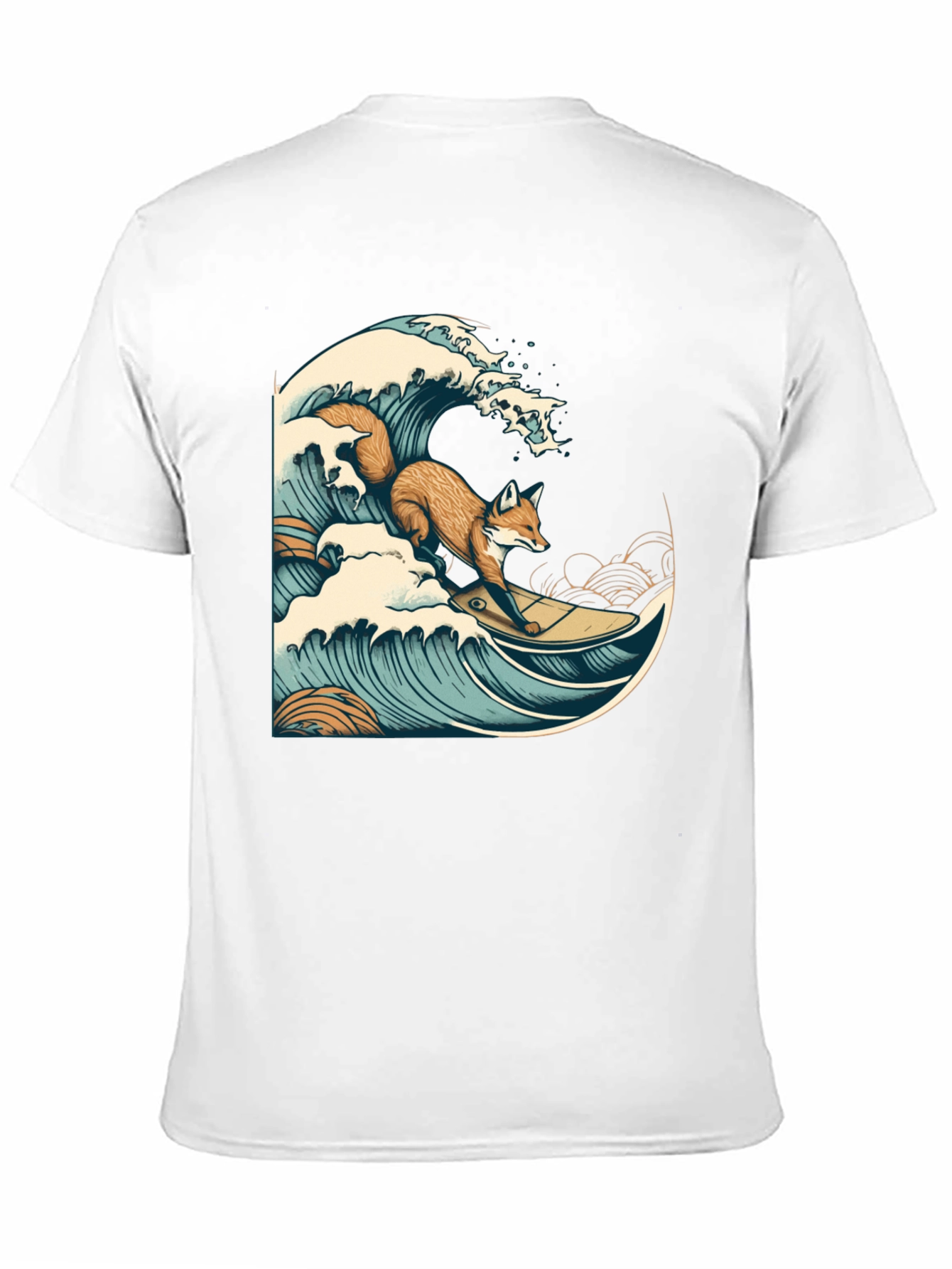 Surfing Fox Graphic Tee - Cool Wave Design
