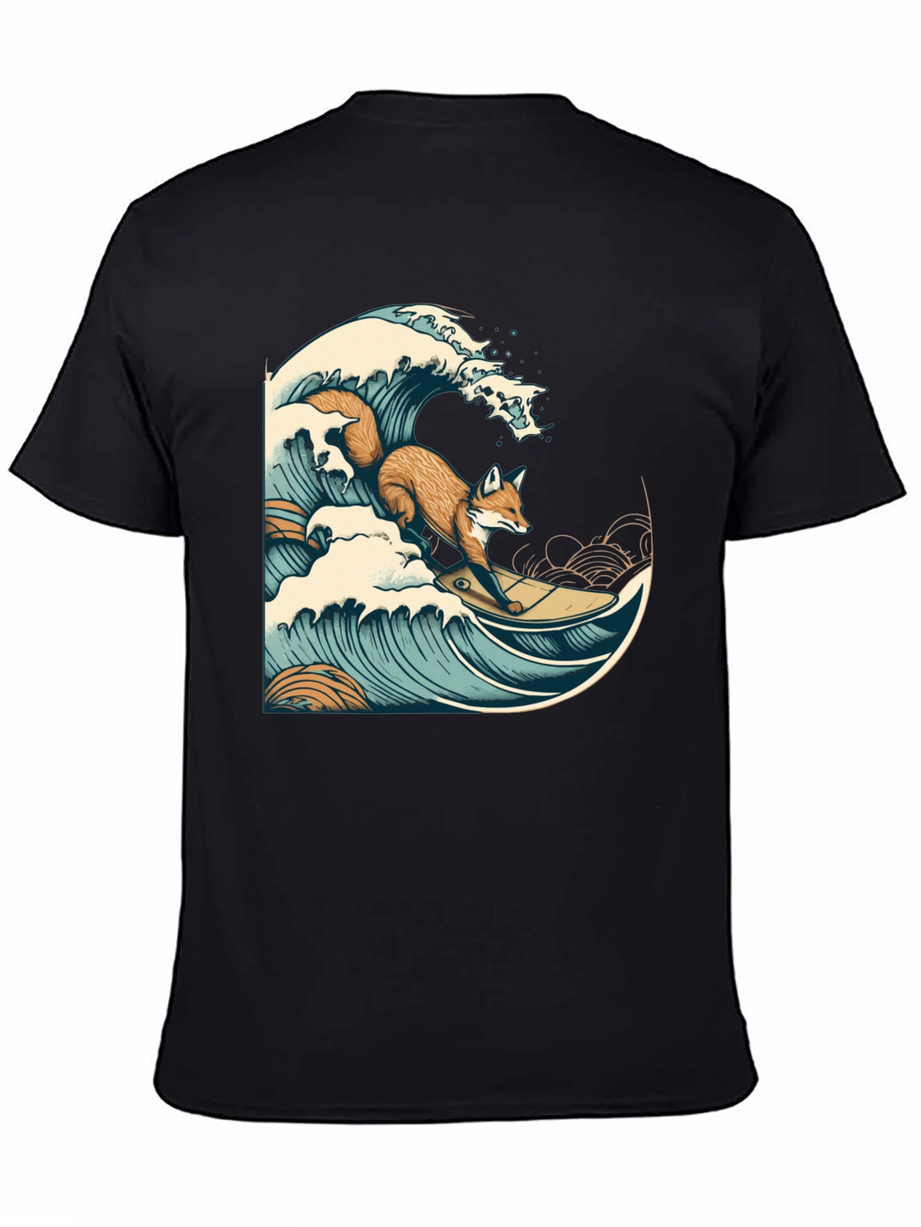 Surfing Fox Graphic Tee - Cool Wave Design