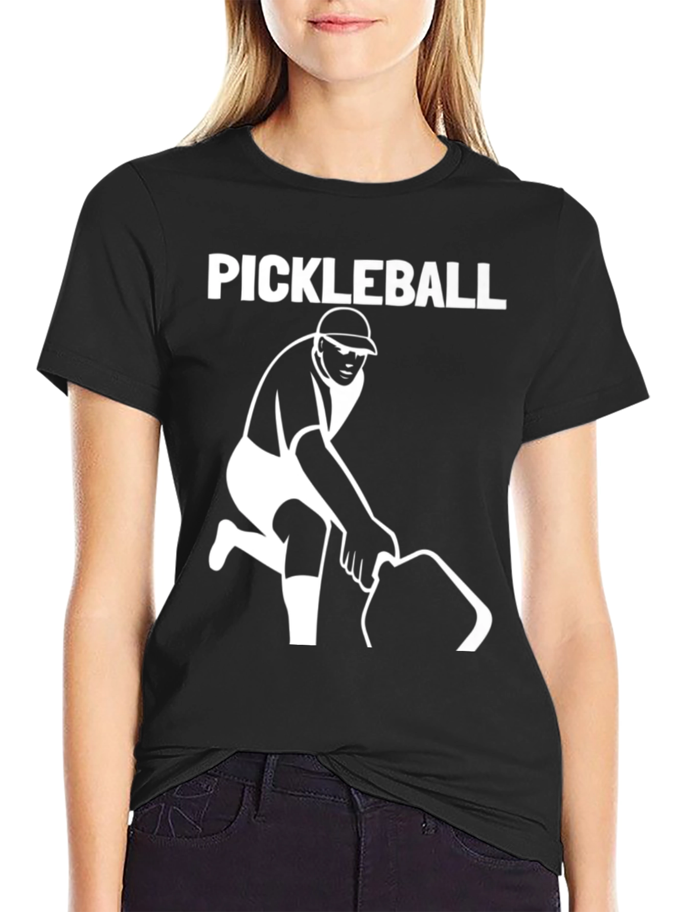 Pickleball Player Graphic T-Shirt - Black