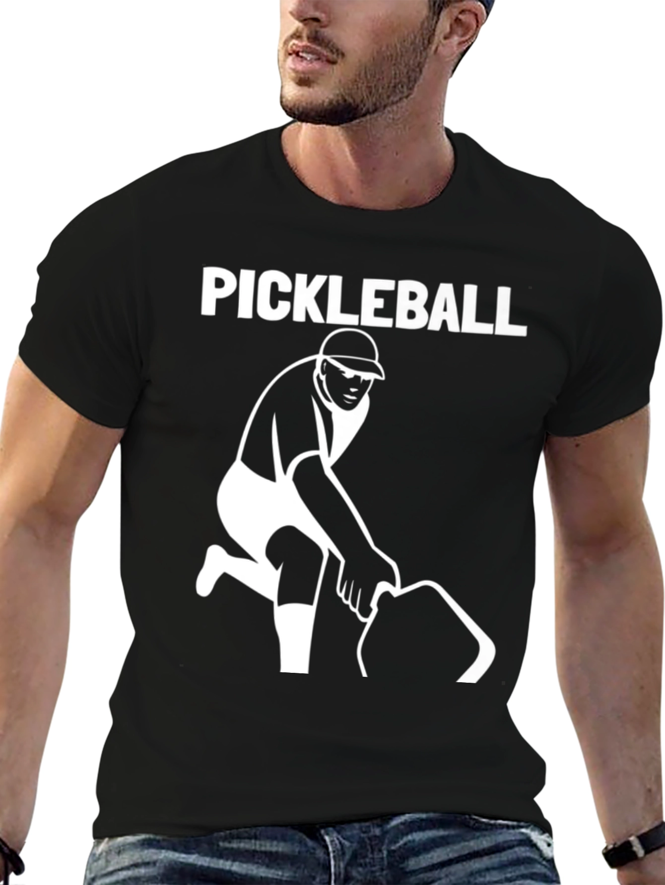 Pickleball Player Graphic T-Shirt - Black