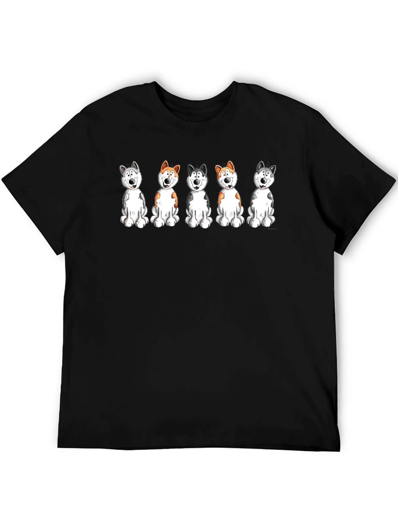 Cute Cartoon Husky Dog Graphic T-Shirt