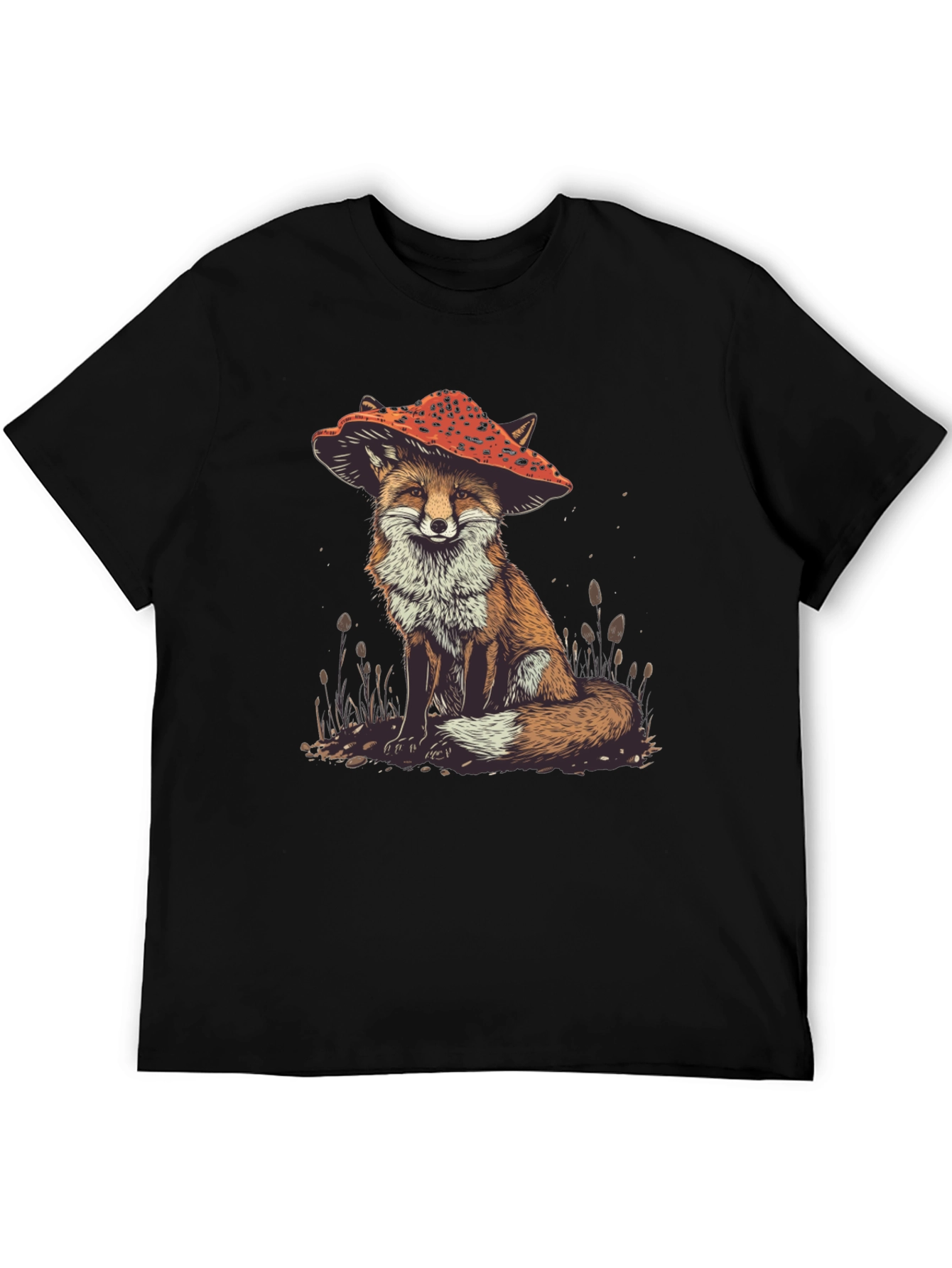 Fox in Mushroom Hat Graphic Tee