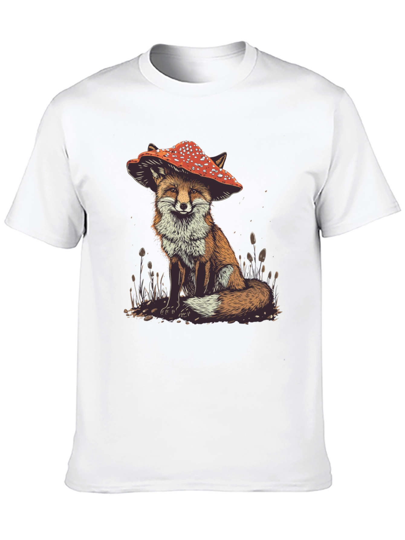 Fox in Mushroom Hat Graphic Tee