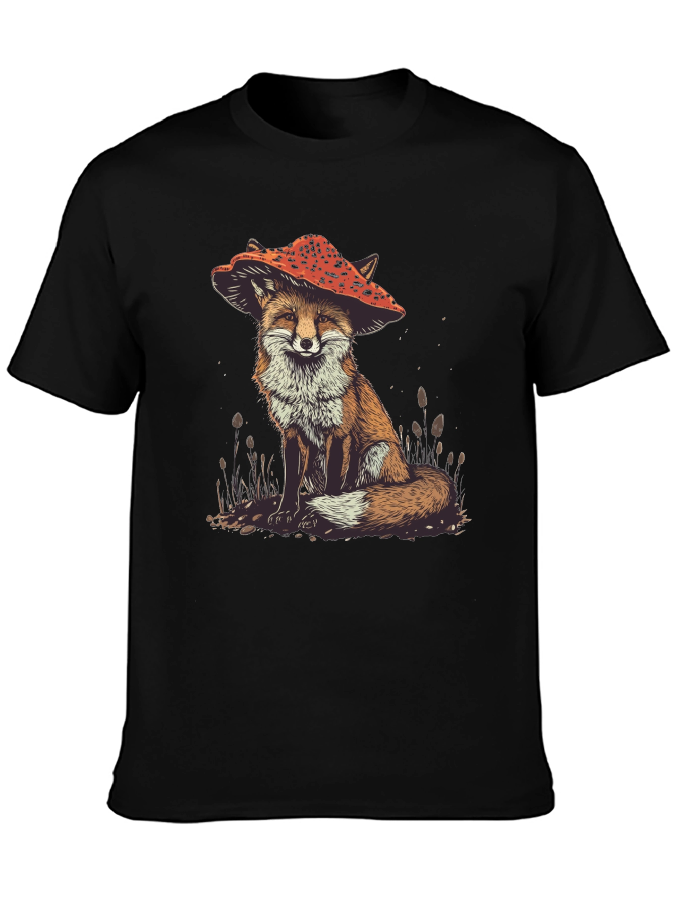 Fox in Mushroom Hat Graphic Tee