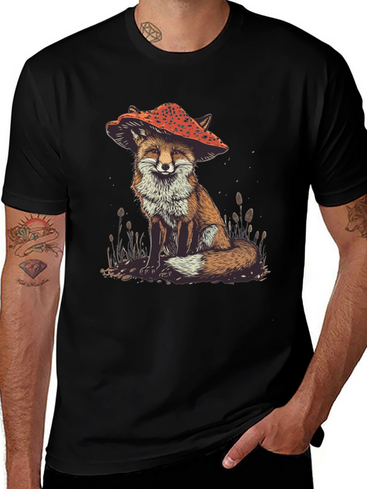 Fox in Mushroom Hat Graphic Tee