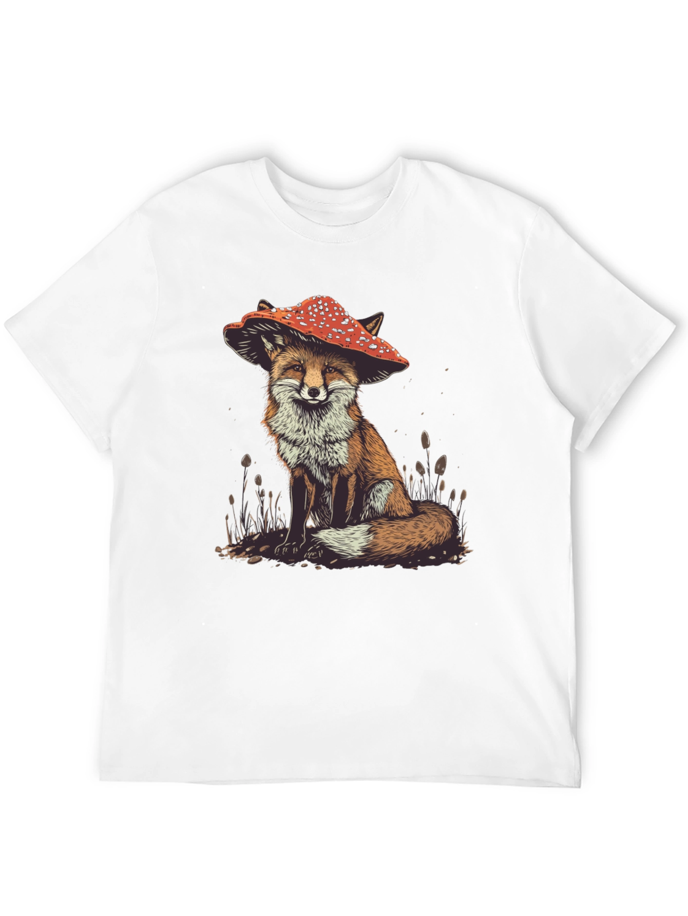 Fox in Mushroom Hat Graphic Tee