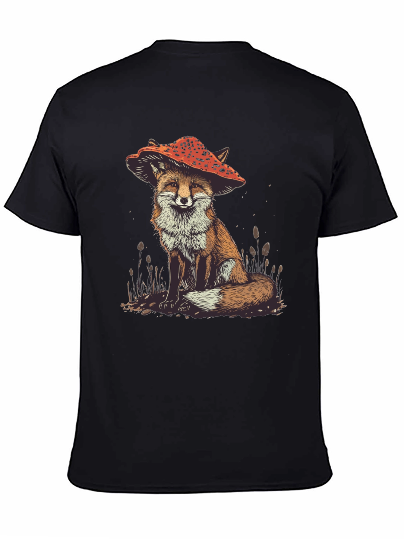 Fox in Mushroom Hat Graphic Tee