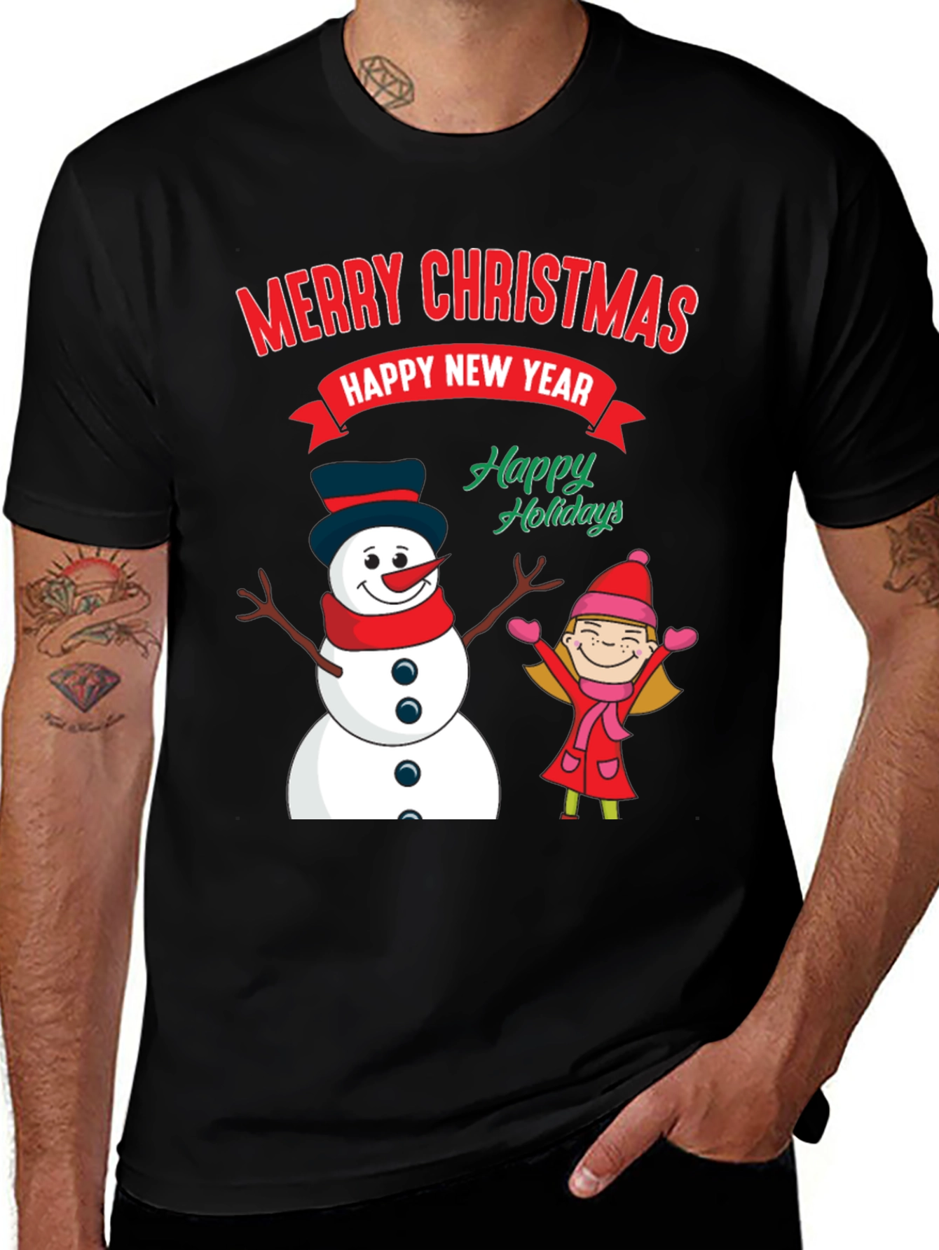 Merry Christmas Happy New Year Graphic Tee