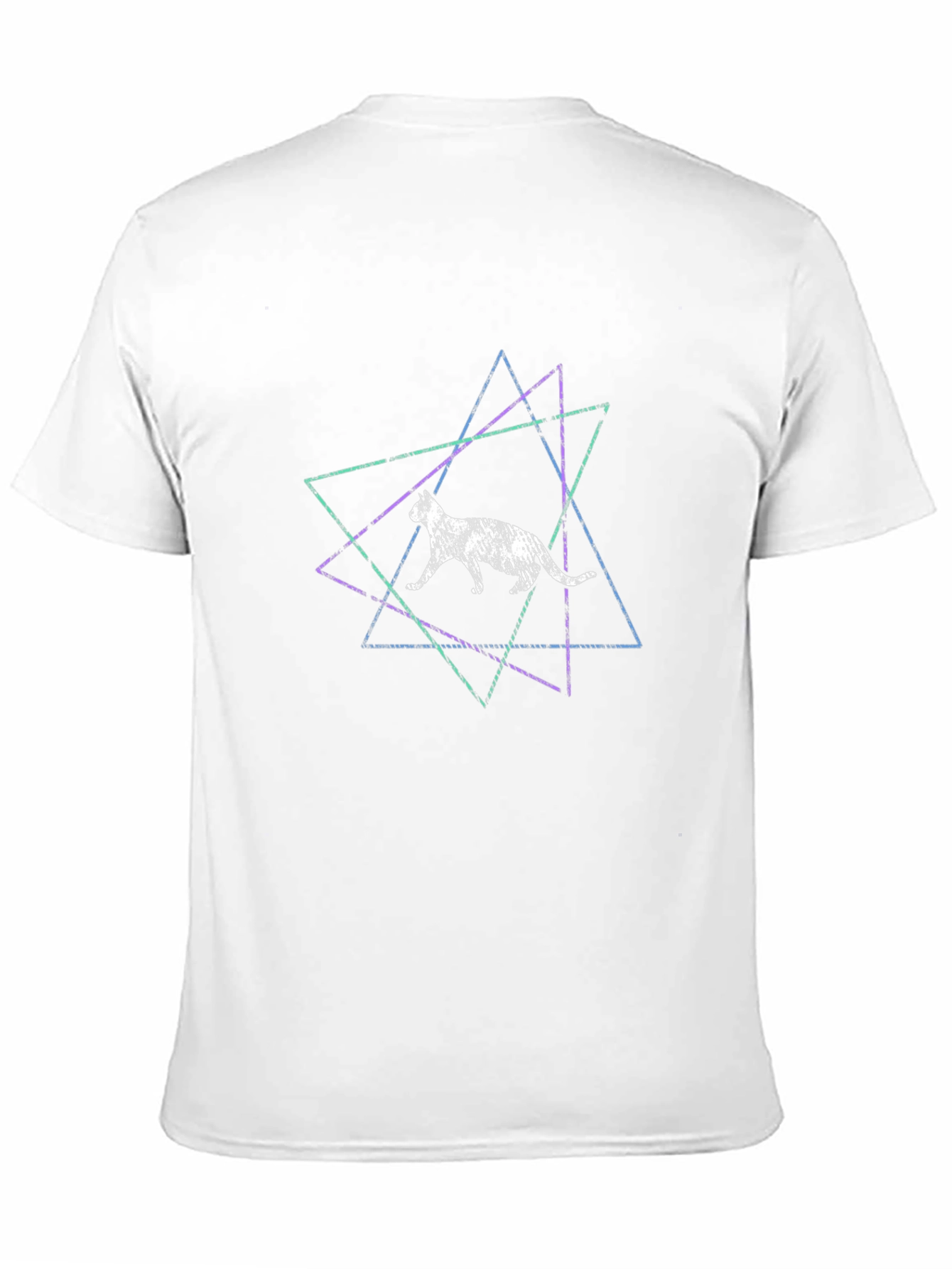 Geometric Cat Graphic Tee - Black