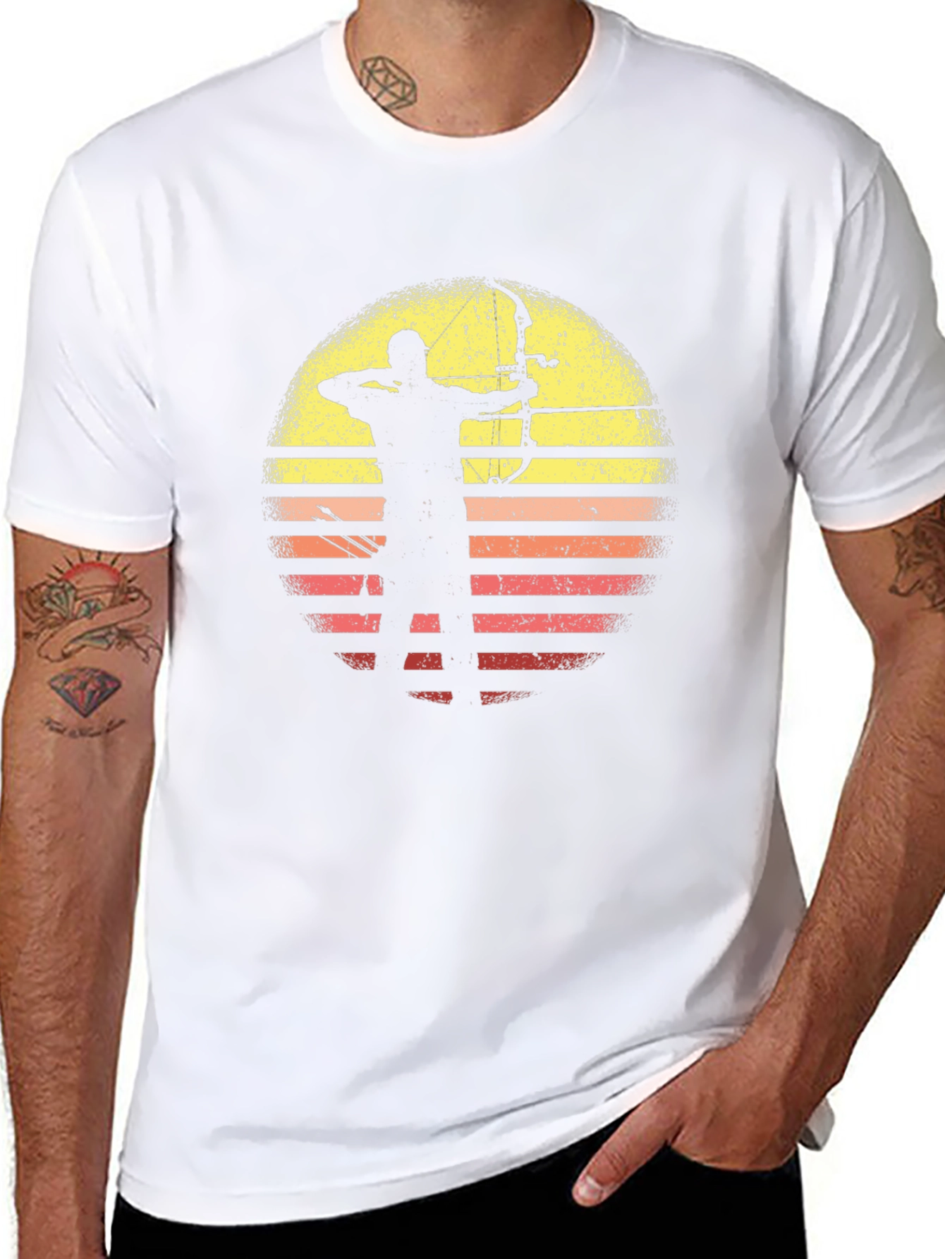 Archery Sunset Graphic Tee - Black Cotton T-Shirt