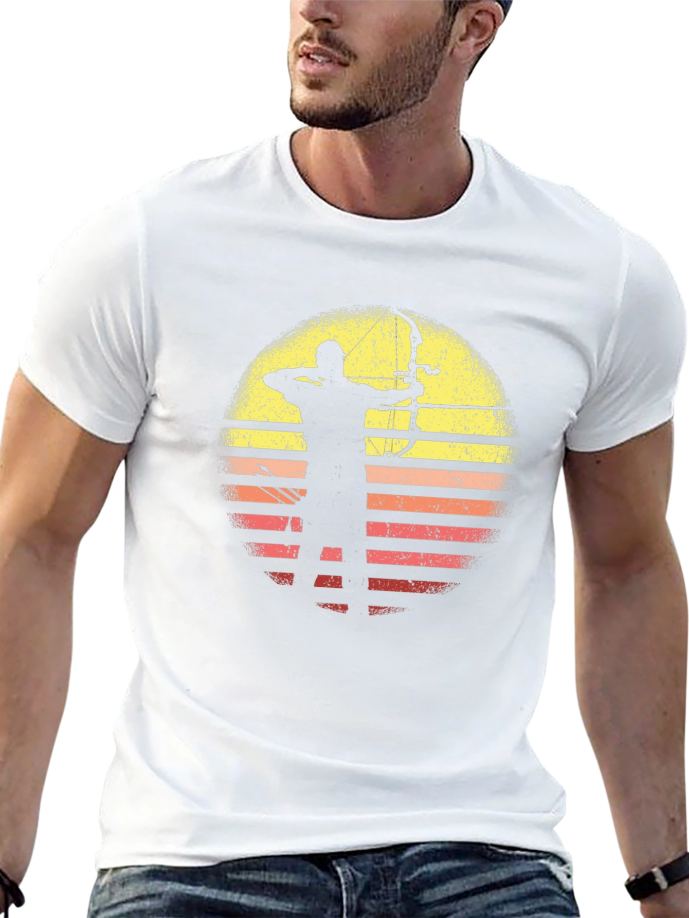 Archery Sunset Graphic Tee - Black Cotton T-Shirt