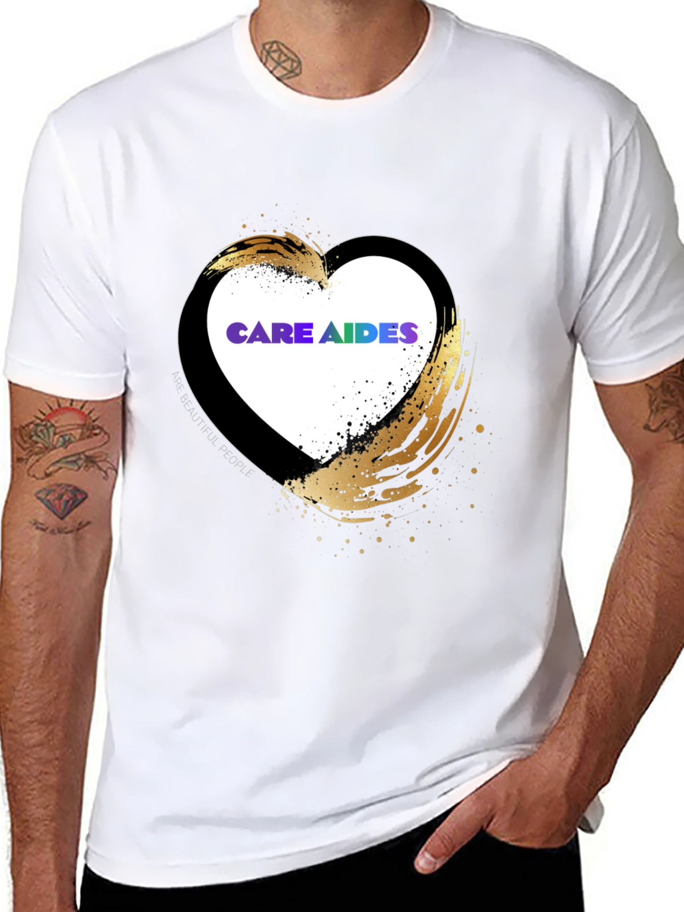 Care Aides Heart Graphic T-Shirt - Black