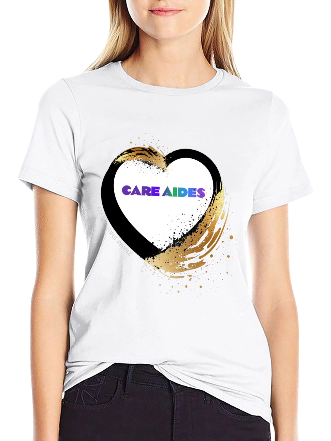 Care Aides Heart Graphic T-Shirt - Black