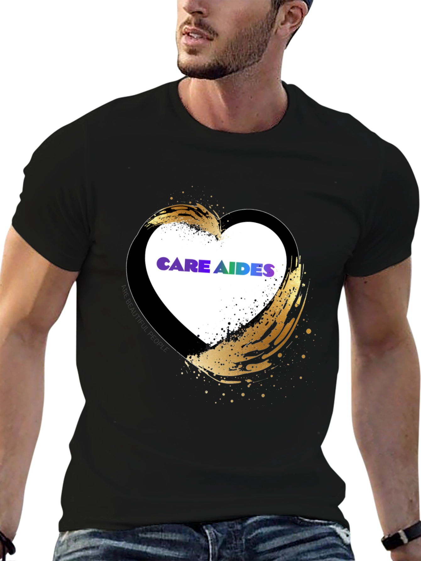 Care Aides Heart Graphic T-Shirt - Black