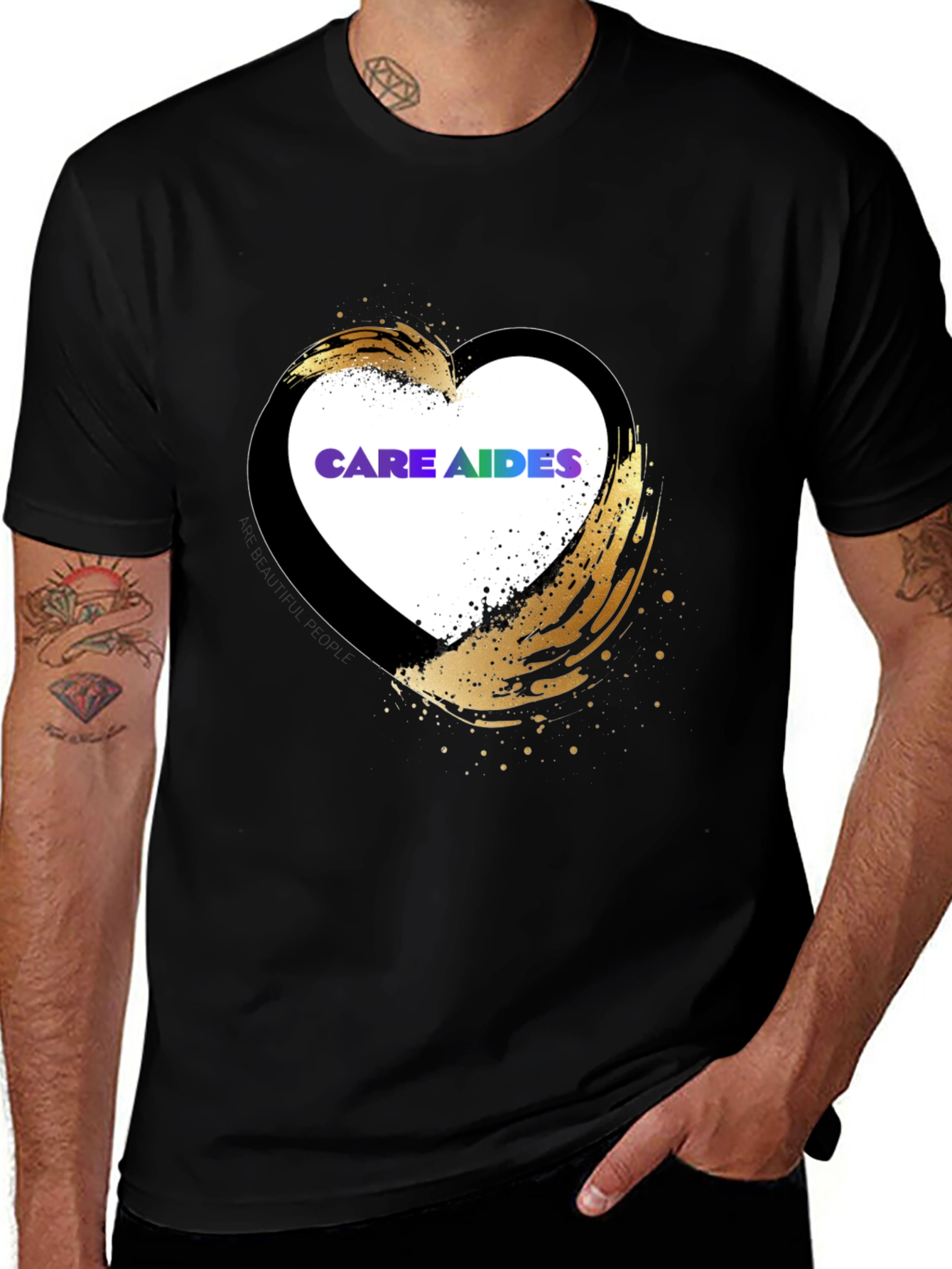 Care Aides Heart Graphic T-Shirt - Black