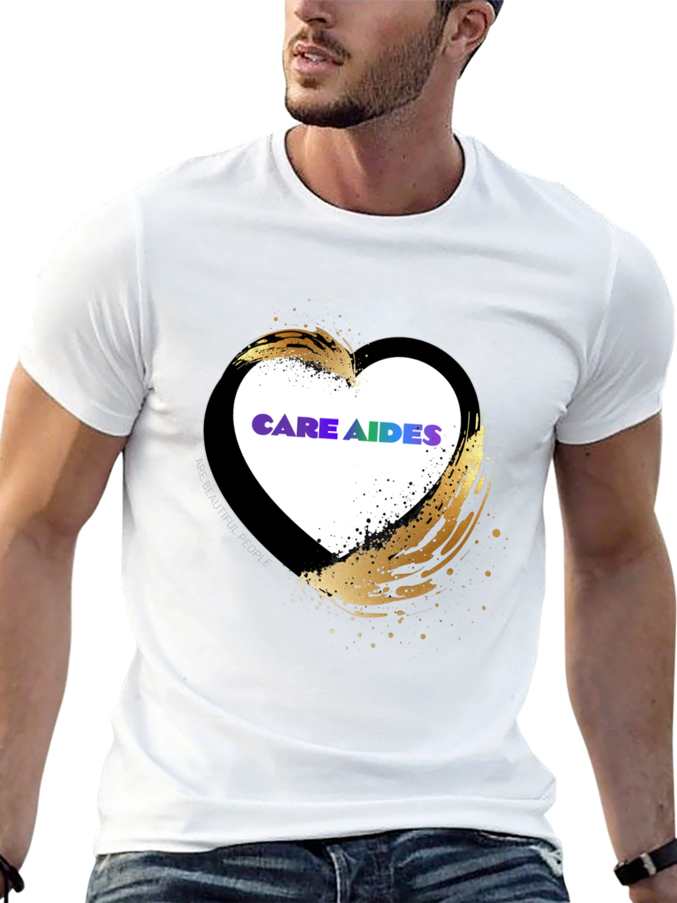 Care Aides Heart Graphic T-Shirt - Black