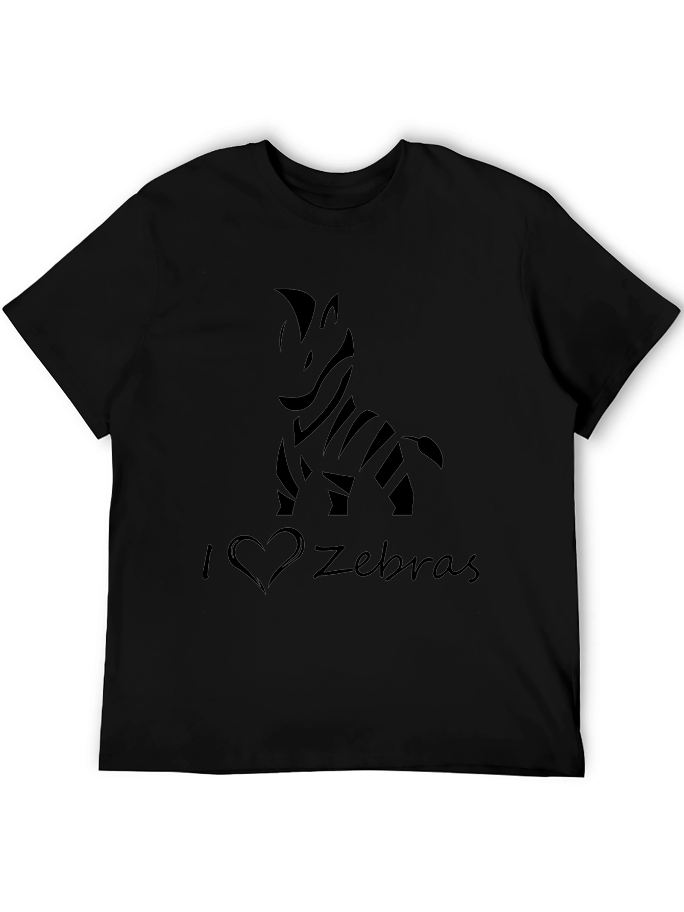 I Love Zebras Black T-Shirt