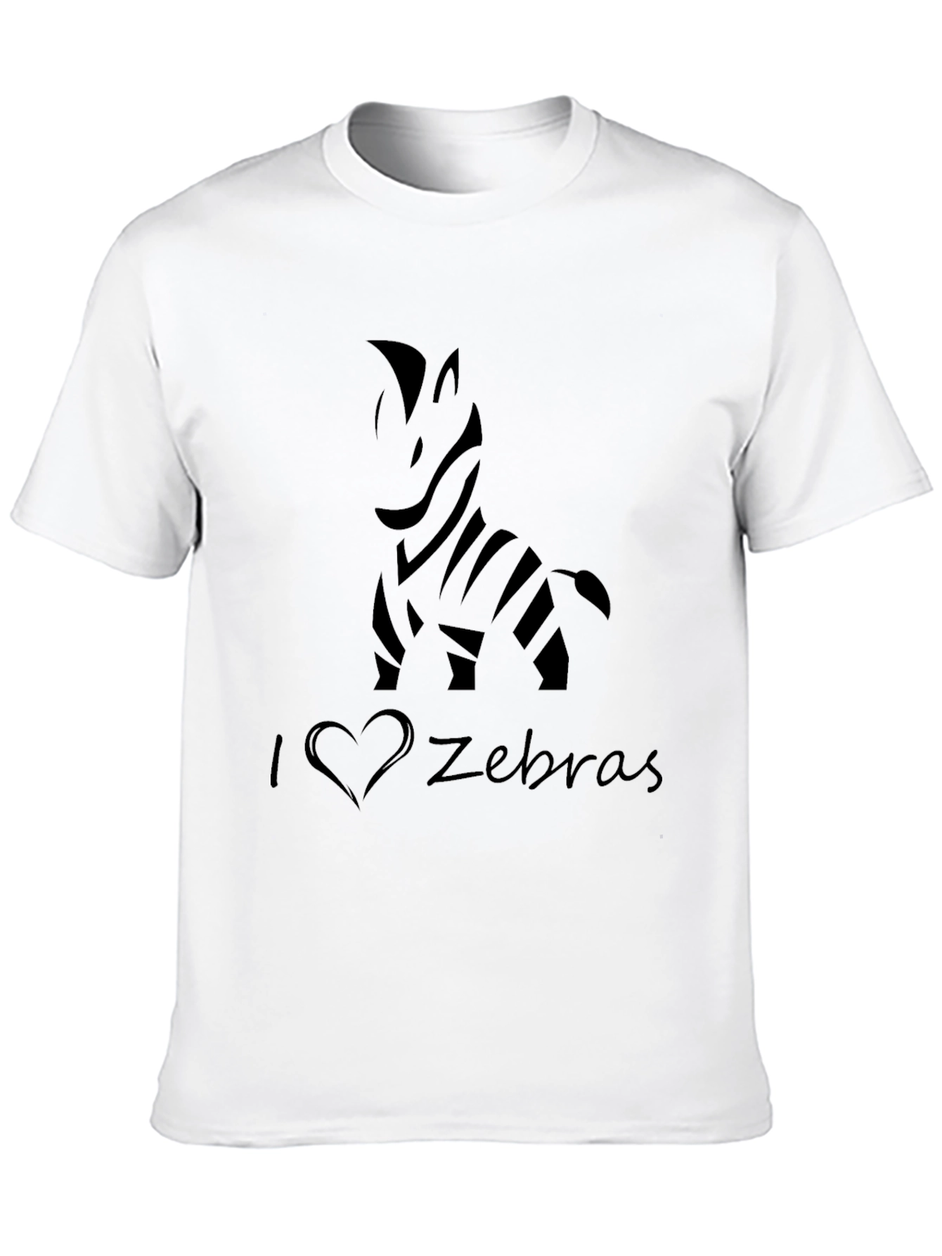 I Love Zebras Black T-Shirt