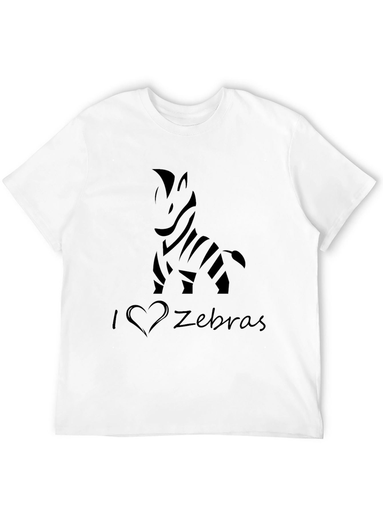 I Love Zebras Black T-Shirt