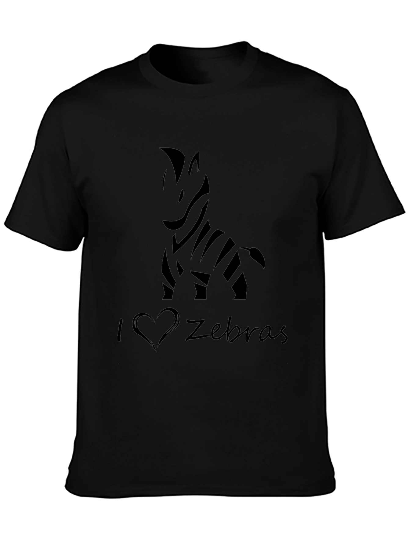 I Love Zebras Black T-Shirt