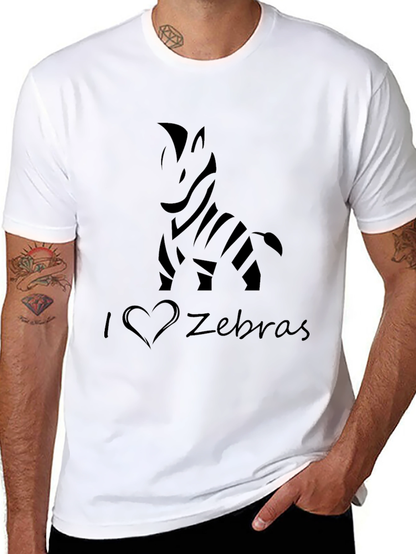 I Love Zebras Black T-Shirt