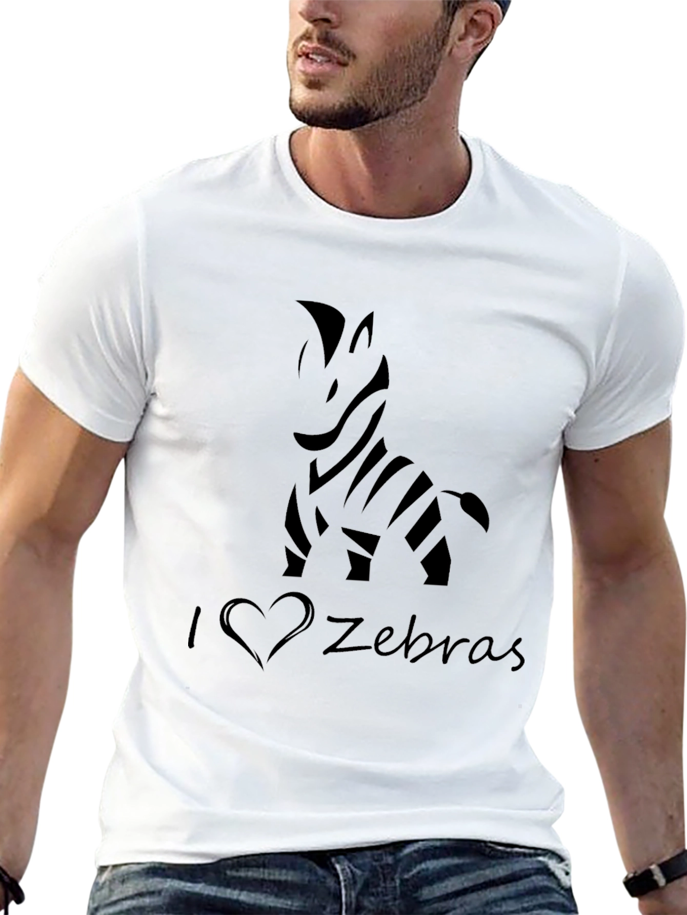 I Love Zebras Black T-Shirt