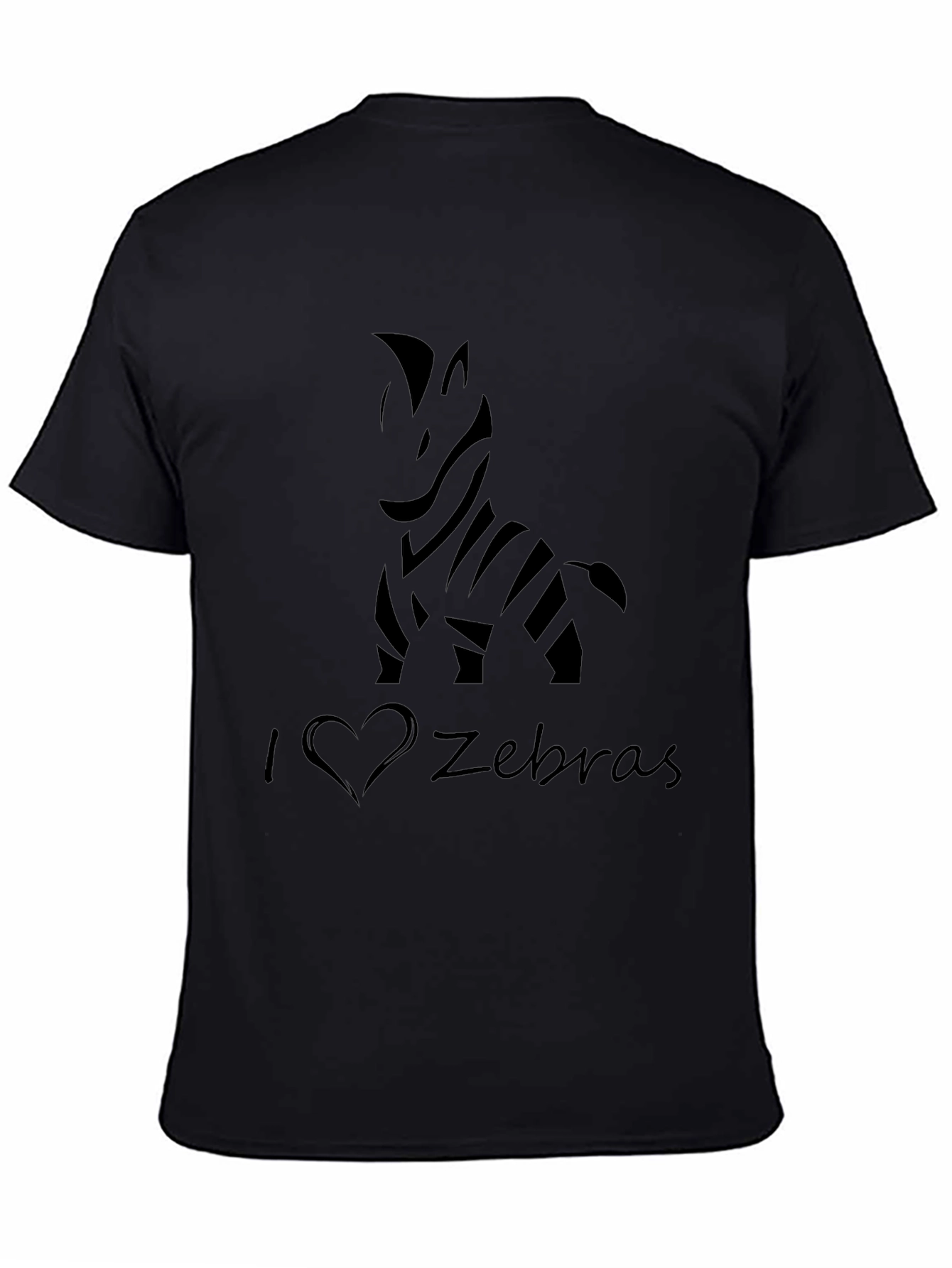 I Love Zebras Black T-Shirt