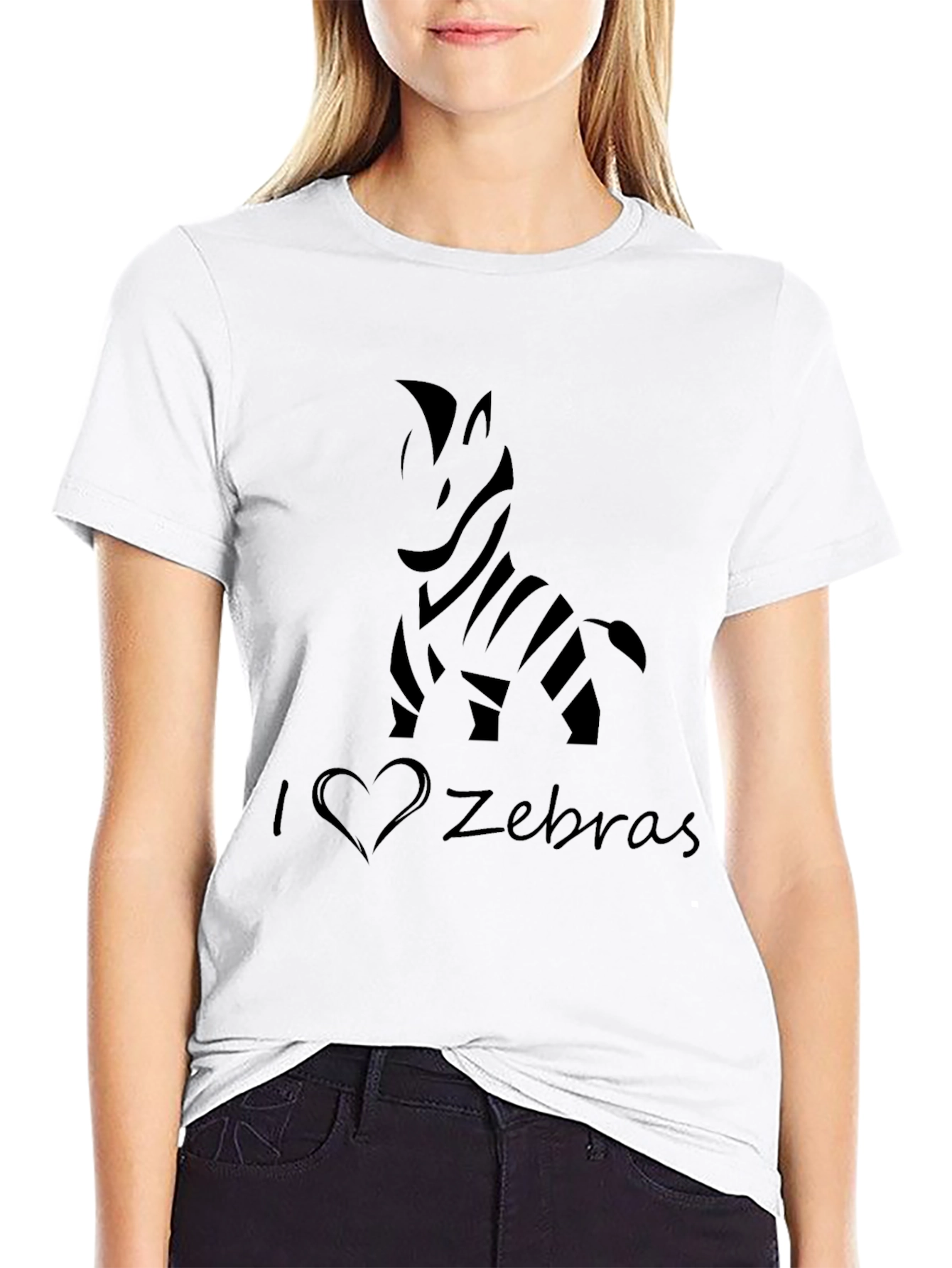 I Love Zebras Black T-Shirt