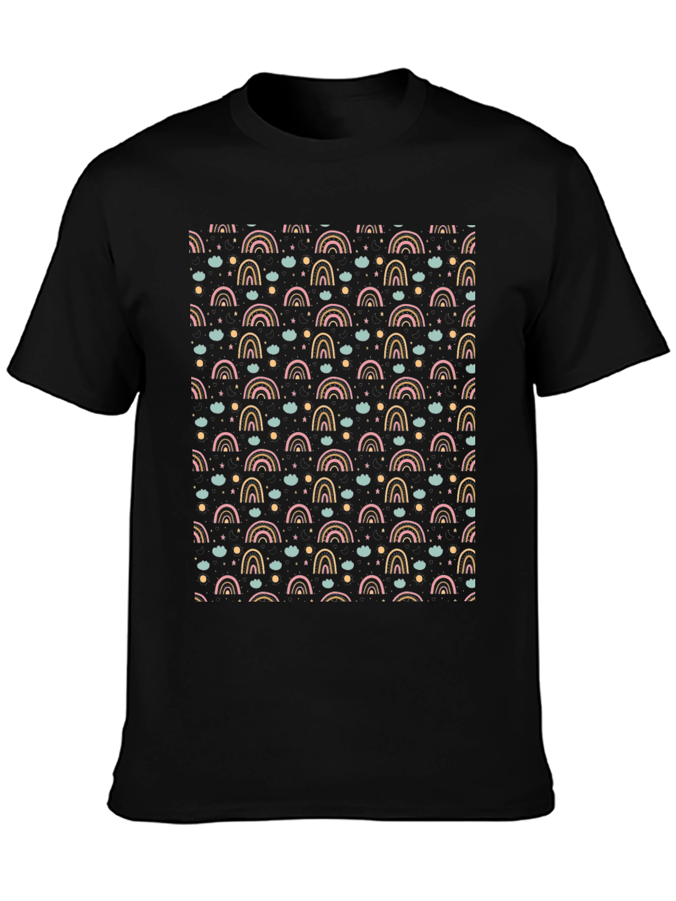Rainbow Pattern Black Tee
