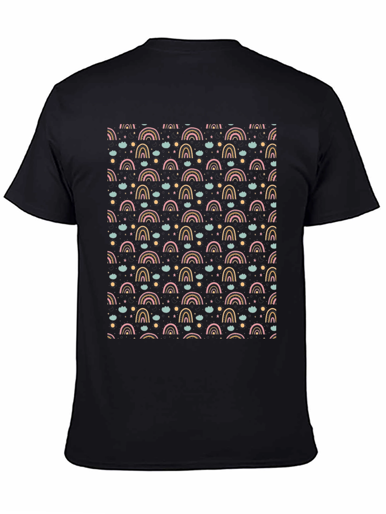 Rainbow Pattern Black Tee