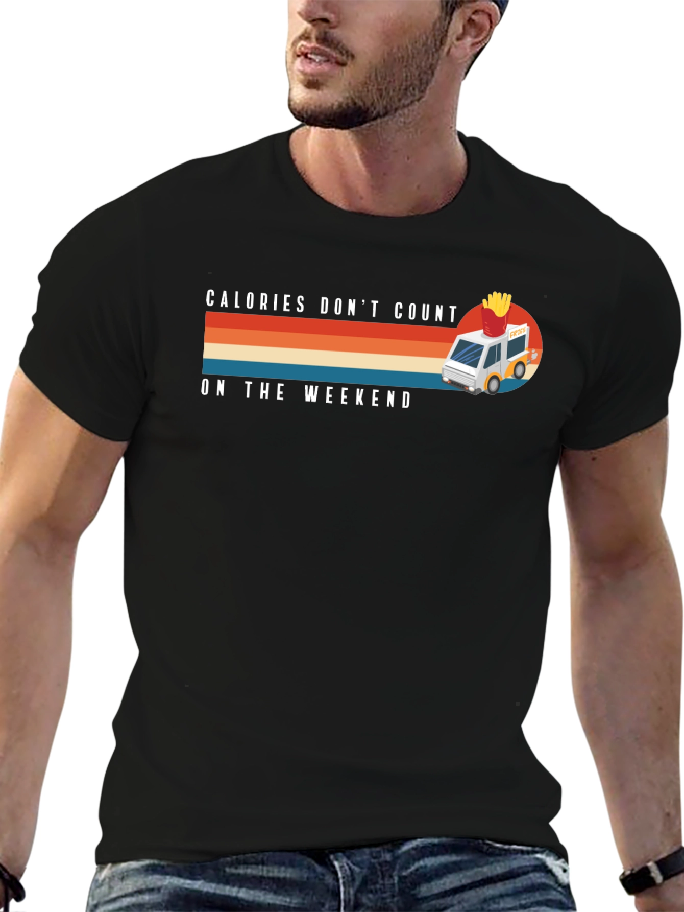 Calories Dont Count Weekend Black Graphic Tee