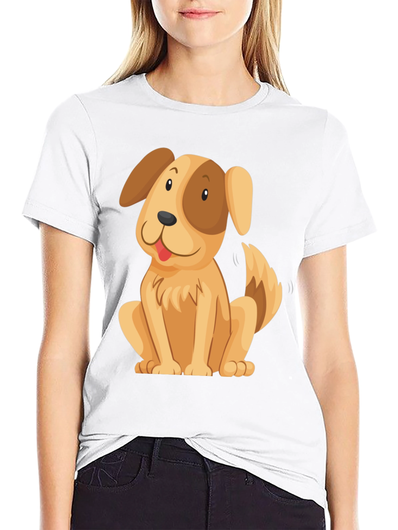 Cute Cartoon Dog Graphic T-Shirt