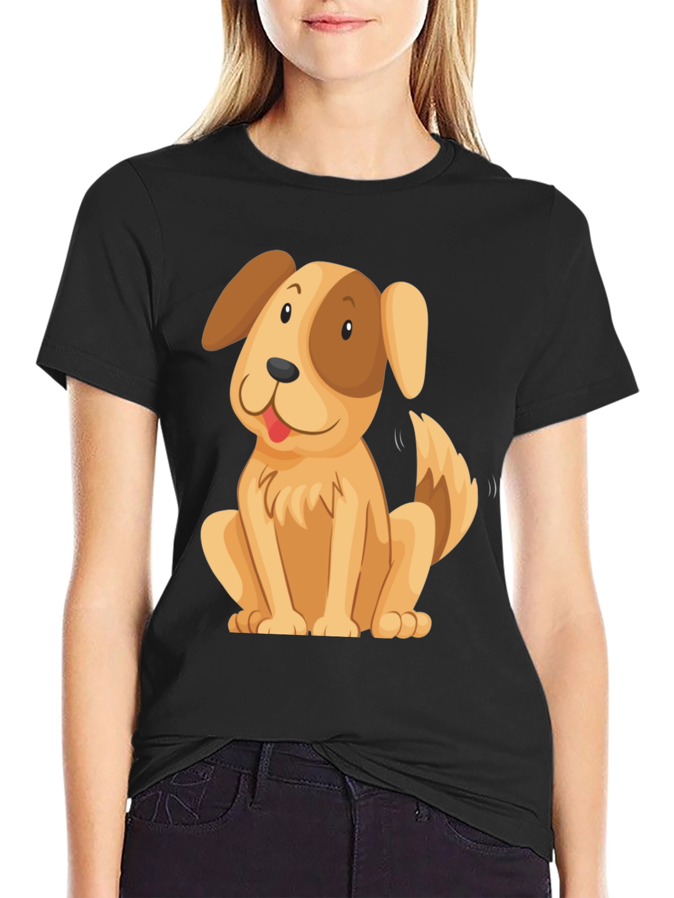 Cute Cartoon Dog Graphic T-Shirt