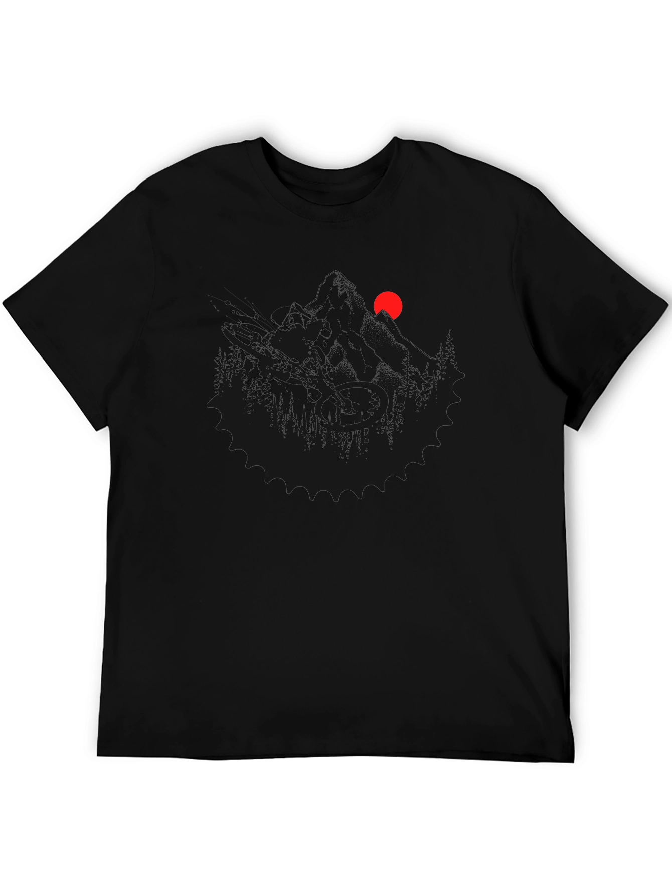 Mens Black Graphic Tee - Mountain Scene