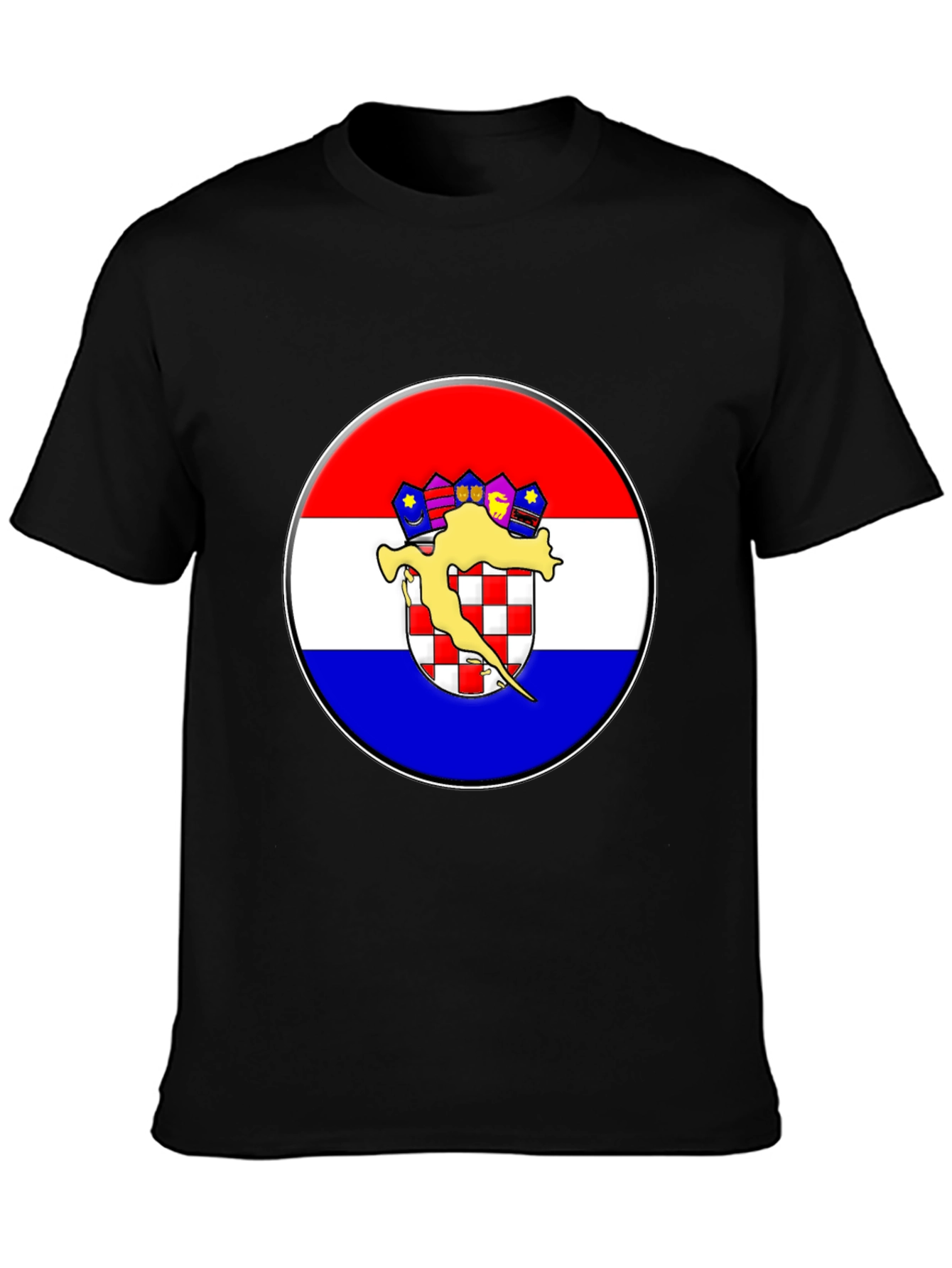 Croatian Flag Graphic T-Shirt - Black